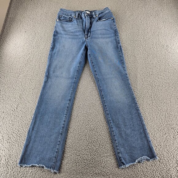 Good American Jeans Womens 4 (26x26) Blue Good Straight Crop Mid Rise - Picture 1 of 16